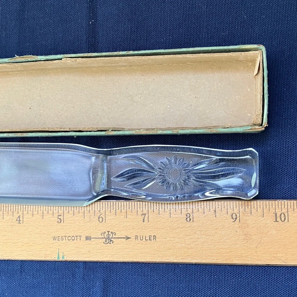 Mid Century Modern DUR-X Glass Fruit & Cake Knife In Original Box